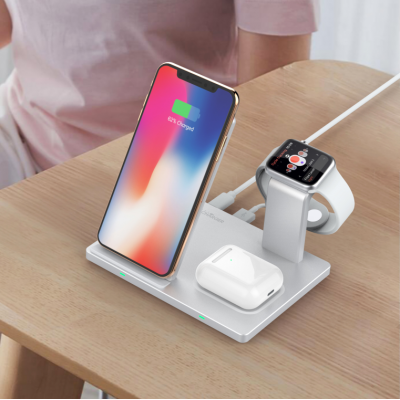 New Products 2019 Qi Wireless Charger 3 in 1, Fancy 10W Qi Fast Wireless Charging for Smartphone and Airpod