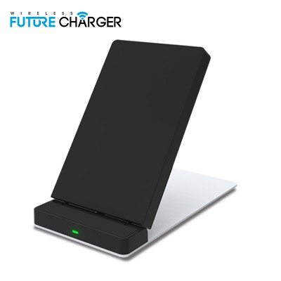 New design 2 coil 5w/7.5w/10 w  fast charging qi wireless charger stand for all mobile phone