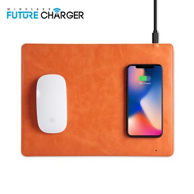 Leather Mousepad Quick Charging Wireless Mouse Charger Pad